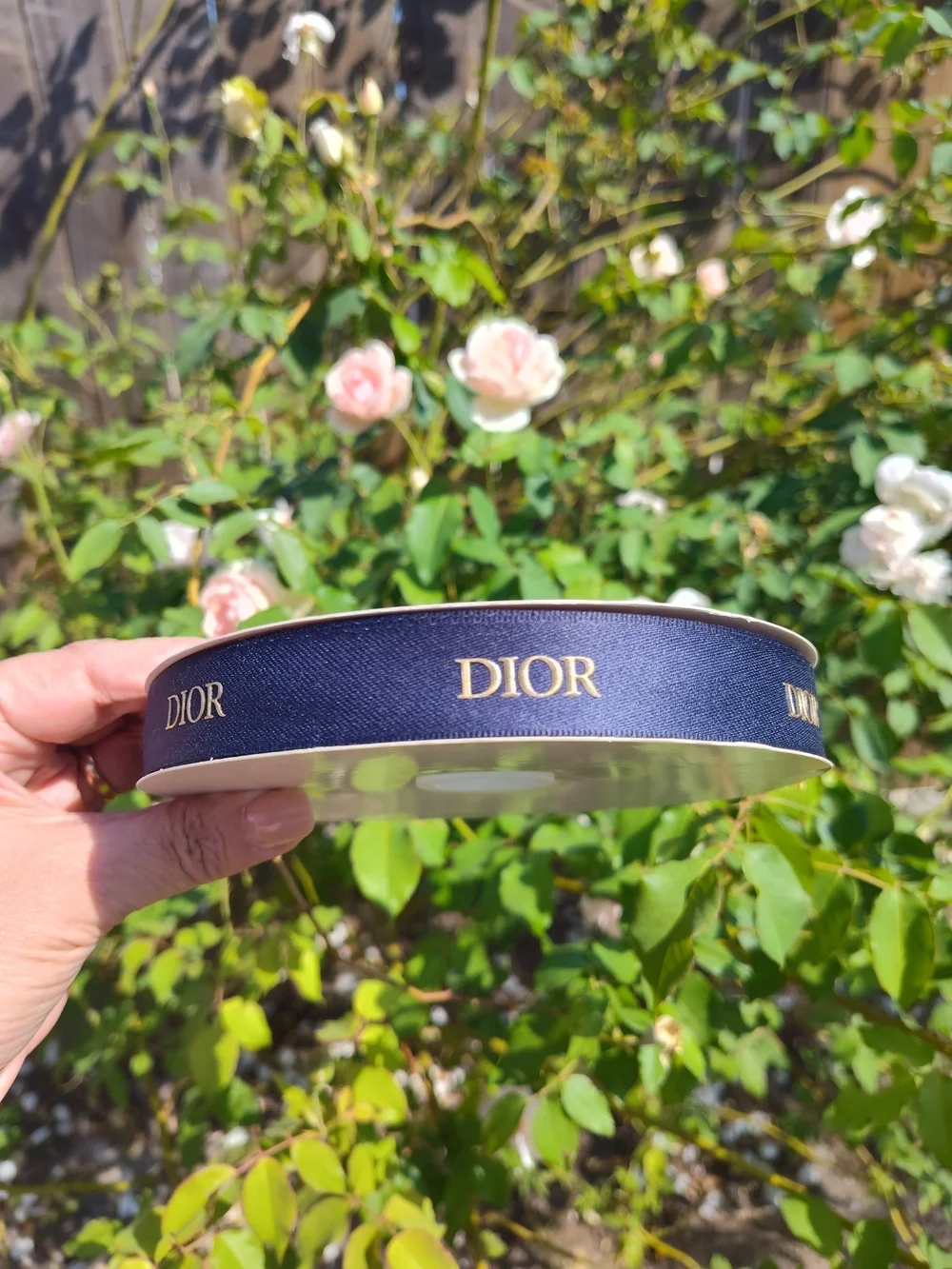 DIOR Navy Gold Logo Ribbon 100 Yard  FULL ROLL Luxury Gift Wrap NIP NWT